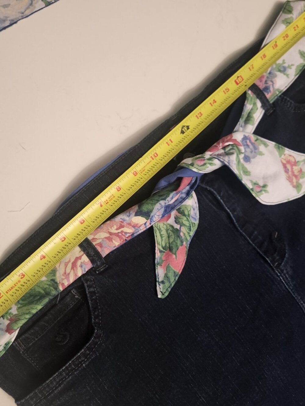 Upcycled Gloria Vanderbilt Denim Skirt & Sash Belt Sz 22W One of a Kind Ombre - Picture 9 of 12